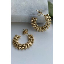 Jaida Moda Kadın Yaprak Desenli Çelik Halka Küpe