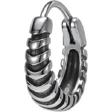 Jaida Moda Unisex Gri Tribal Çizgili Eskitme Model Retro Çelik Halka Küpe