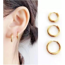 Jaida Moda Kadın Altın Sarısı Cerrahi Çelik Halka Küpe 3 Adet