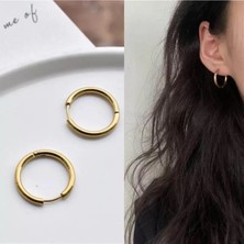 Jaida Moda Kadın Gold Renk 1.5cm Çelik Halka Küpe