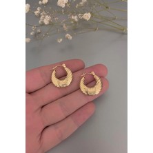 Jaida Moda Kadın Vintage Gold Çelik Halka Küpe