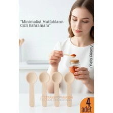 Creatividad Solutions 4’lü Ahşap Ölçü Kaşığı Seti – 6.5 cm Doğal Ahşap, Baharat ve Kahve Için Pratik Mutfak Yardımcısı 715600