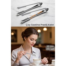 Creatividad Solutions 2 'li Paslanmaz Çelik Şeker Maşası - Profesyonel Sunum ve Servis Maşası Seti - 15 cm  722625