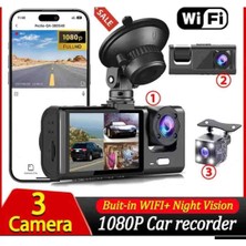 Zdy Araç Içi Hd Kamera 3 Kameralı Wifi Özellikli 1080P Full Hd hafıza kartı ve park modul hediyeli