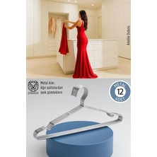 Creatividad Solutions 12'li Lüks Çelik Elbise Askısı - Iz Yapmayan Ince Tasarım Metal Kıyafet Düzenleyici (40CM) 722745