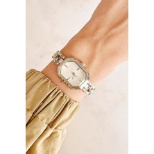 Oqqo Chrona Köşeli Kasa Gri Kadın Kol Saati