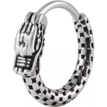 Jaida Moda Unisex Gri Yılan Figür Vintage Spor Çelik Halka Küpe