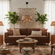 Elizim Home Lighting Hasır Görünümlü 2 Katlı Abajur Sarkıt Avize