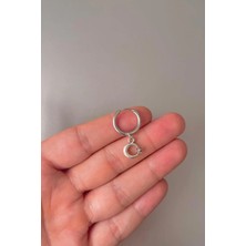Jaida Moda Unisex Gümüş Ay Yıldız Figürlü Sallantılı Çelik Halka Küpe