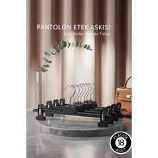 Creatividad Solutions Premium Siyah Pantolon ve Etek Askısı - 18’li Set | Ayarlanabilir Metal Kıskaçlı Lüks Seri  720507