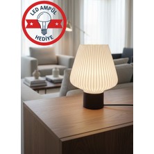 Prolaz Modern Dekoratif Abajur LED Ampül Hediyeli Başucu Masa Lambası 24X16 cm
