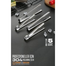 Creatividad Solutions Mini 12.5 cm Buz Maşası - Şeker Limon Maşası Kokteyl Servis Maşası 5 Li Paket 304 Paslanmaz Çelik 721753