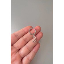 Jaida Moda Unisex Gümüş Yarım Ay Figürlü Çelik Halka Küpe