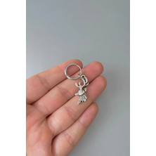 Jaida Moda Unisex Gümüş Yılbaşı Noel Ren Geyiği Sallantılı Halka Çelik Küpe
