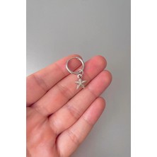Jaida Moda Unisex Gümüş Minimal Yıldız Figürlü Çelik Halka Küpe