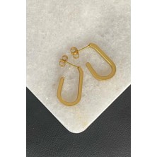 Jaida Moda Unisex 316L Cerrahi Çelik Kanca Gold Halka Küpe