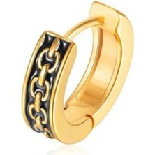 Jaida Moda Unisex Gold Iç Içe Geçmeli Zincir Model Retro Çelik Halka Küpe