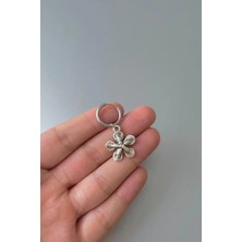 Jaida Moda Unisex Gümüş Papatya Figürlü Çelik Halka Küpe