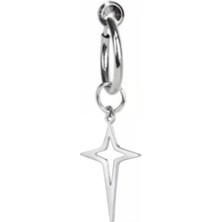 Jaida Moda Unisex Gümüş Kuzey Yıldız Figür Sallantılı Sıkıştırma Halka Küpe