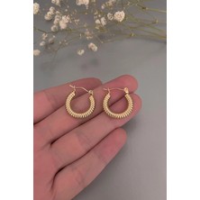 Jaida Moda Kadın Gold Ince Boru Model Çelik Halka Küpe