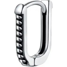 Jaida Moda Unisex Gri Dikdörtgen Gotik Spor Çelik Halka Küpe