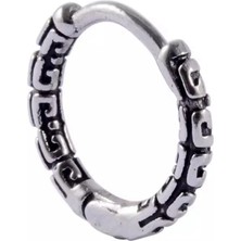 Jaida Moda Unisex Gri Ince Tribal Figür Vintage Spor Çelik Halka Küpe