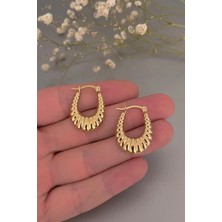Jaida Moda Kadın Gold Vintage Çelik Halka Küpe