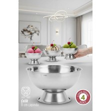 Creatividad Solutions 4 Lü Liana Silver Paslanmaz Çelik Ayaklı Dondurma ve Sunum Kasesi - 11 cm 722883