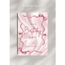 Siorina Events Doğum Günü, Birthday, Bride, Bridal Shower, Bachelorette Party Davetiye, Kart Kişiye Özel -5 Adet