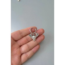 Jaida Moda Unisex Gümüş Yılbaşı Cadılar Bayramı Kuru Kafa Çelik Halka Küpe