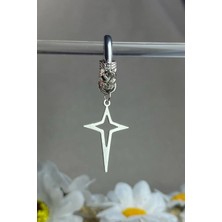 Jaida Moda Unisex Gümüş Aztek Motifli Kuzey Yıldız Figür Sallantılı Halka Küpe
