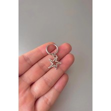 Jaida Moda Unisex Gümüş Deniz Yıldızı Figürlü Çelik Halka Küpe