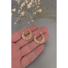 Jaida Moda Kadın Gold Içiçe Geçmeli Çelik Halka Küpe