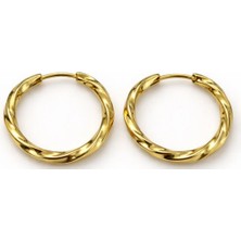 Jaida Moda Kadın Gold Renk Çelik Sarmal Tasarım Halka Küpe | 2.5 mm Kalınlık – 14 mm Iç Çap