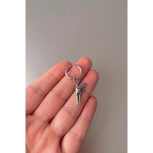 Jaida Moda Unisex Gümüş Tabanca Figürlü Çelik Halka Küpe