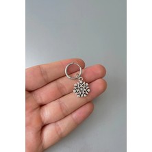Jaida Moda Unisex Gümüş Yılbaşı Kar Tanesi Tasarım Çelik Halka Küpe