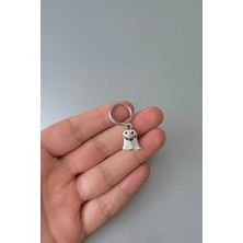 Jaida Moda Unisex Gümüş Gülen Hayalet Figür Çelik Halka Küpe