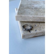 Jaida Moda Unisex Gri Yıldız Motifli Vintage Çelik Halka Küpe
