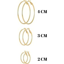 Jaida Moda Kadın 3’lü Halka Çelik Küpe Seti – 4-3-2 cm Boyutları