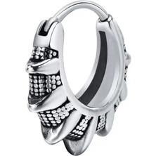 Jaida Moda Unisex Gri Viking Motifli Gotik Çelik Halka Küpe