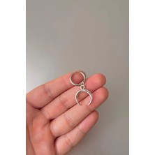 Jaida Moda Unisex Gümüş Ay Figür Sallantılı Çelik Halka Küpe