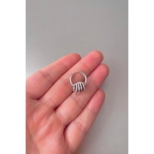 Jaida Moda Unisex Gümüş Iskelet El Figürlü Çelik Halka Küpe