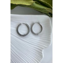 Jaida Moda Unisex 316L Cerrahi Çelik Köşeli Daire Model Halka Küpe