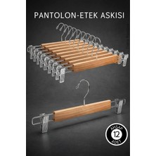 Creatividad Solutions 8 Adet Ahşap Pantolon Etek Askısı - Ayarlanabilir Gümüş Mandallı 36CM Organizer Set 719305