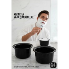 Creatividad Solutions Profesyonel Siyah Tıraş Tası 2 Li Set - Berber Tipi Ergonomik Sabun Köpürtme Kabı - 719653
