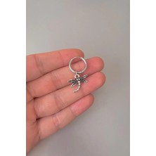 Jaida Moda Unisex Gümüş Yusufçuk Figürlü Sallantılı Çelik Halka Küpe