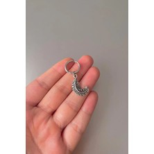 Jaida Moda Unisex Gümüş Kıvrık Tüy Figürlü Çelik Halka Küpe