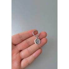 Jaida Moda Unisex Gümüş Ay Yıldız Figürlü Çelik Halka Küpe
