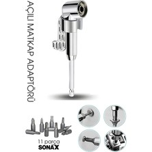 Creatividad Solutions 105° Açılı Matkap Adaptörü Seti – 1/4” Hex Şaftlı, 11 Parça Çok Fonksiyonlu Vidalama Uçları 722452