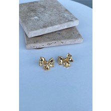 Jaida Moda Kadın Gold Fiyonk Model Çivi Küpe